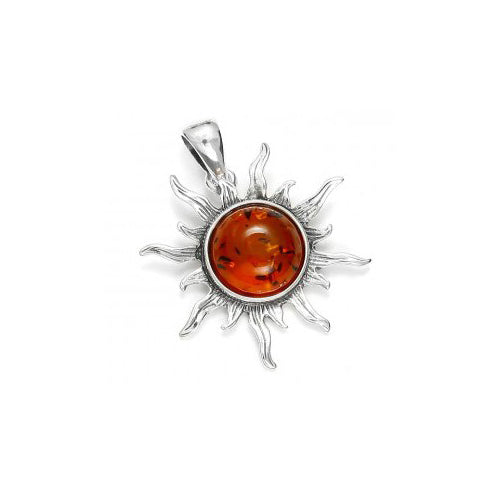 Amber Sun Pendant in Sterling Silver