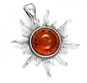 Amber Sun Pendant in Sterling Silver