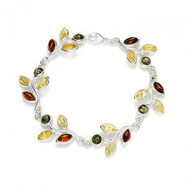 Amber Leaf Bracelet in Sterling Silver