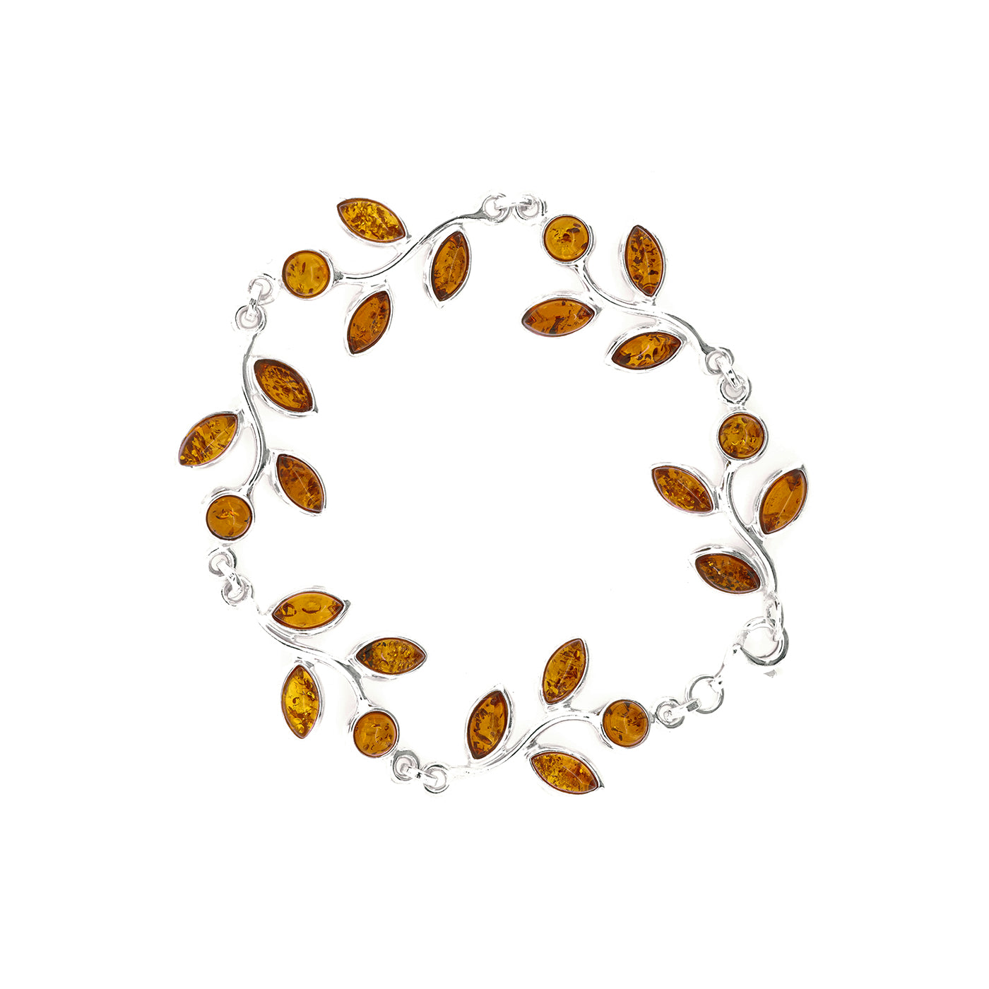 Amber Leaf Bracelet in Sterling Silver