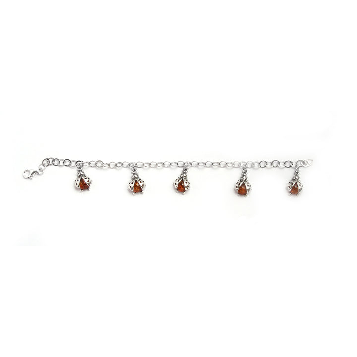 Amber Ladybug Bracelet in Sterling Silver