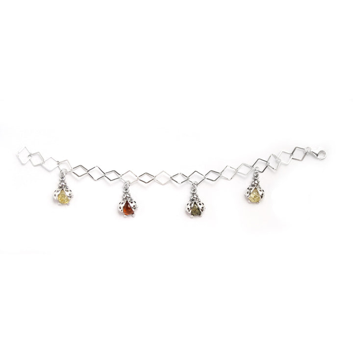 Amber Ladybug Bracelet in Sterling Silver