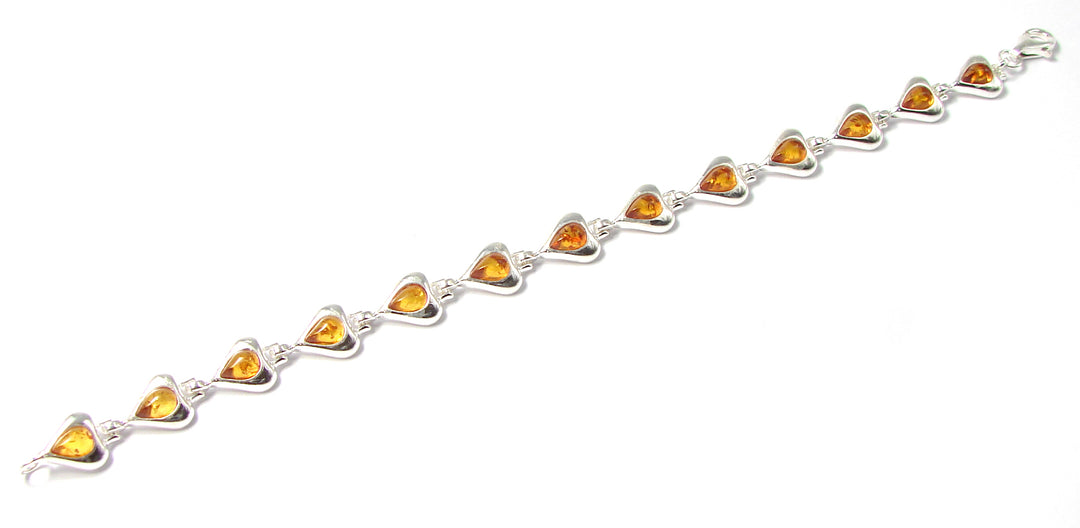 Silver Hearts Amber Bracelet Colorful/Brown