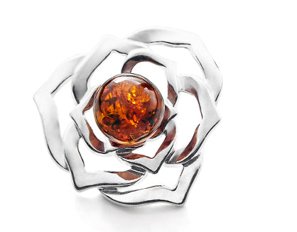 Amber Silver Rose in Sterling Silver