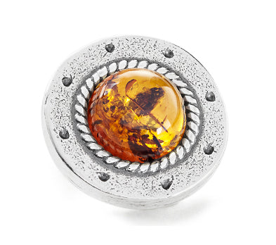 Steampunk Amber Pendant in Sterling Silver