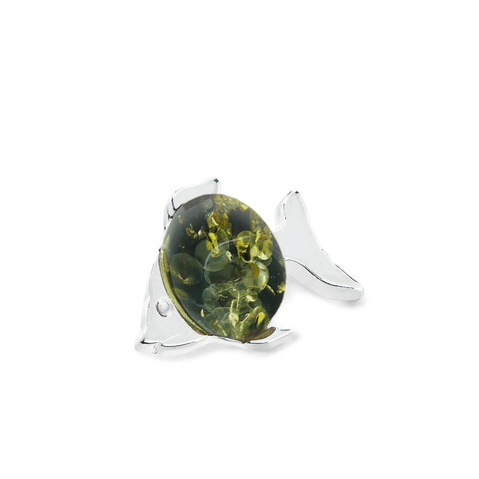 Little Amber Fish Pendant in Sterling Silver