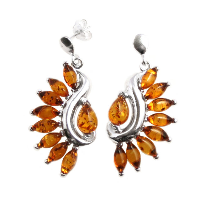 Amber Fan Earrings in Sterling Silver