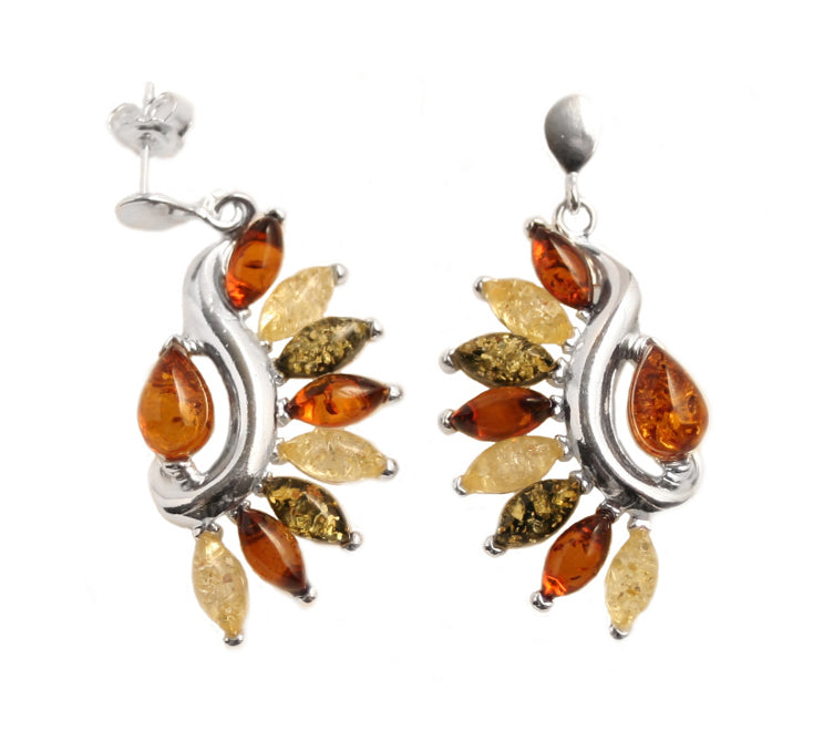Amber Fan Earrings in Sterling Silver