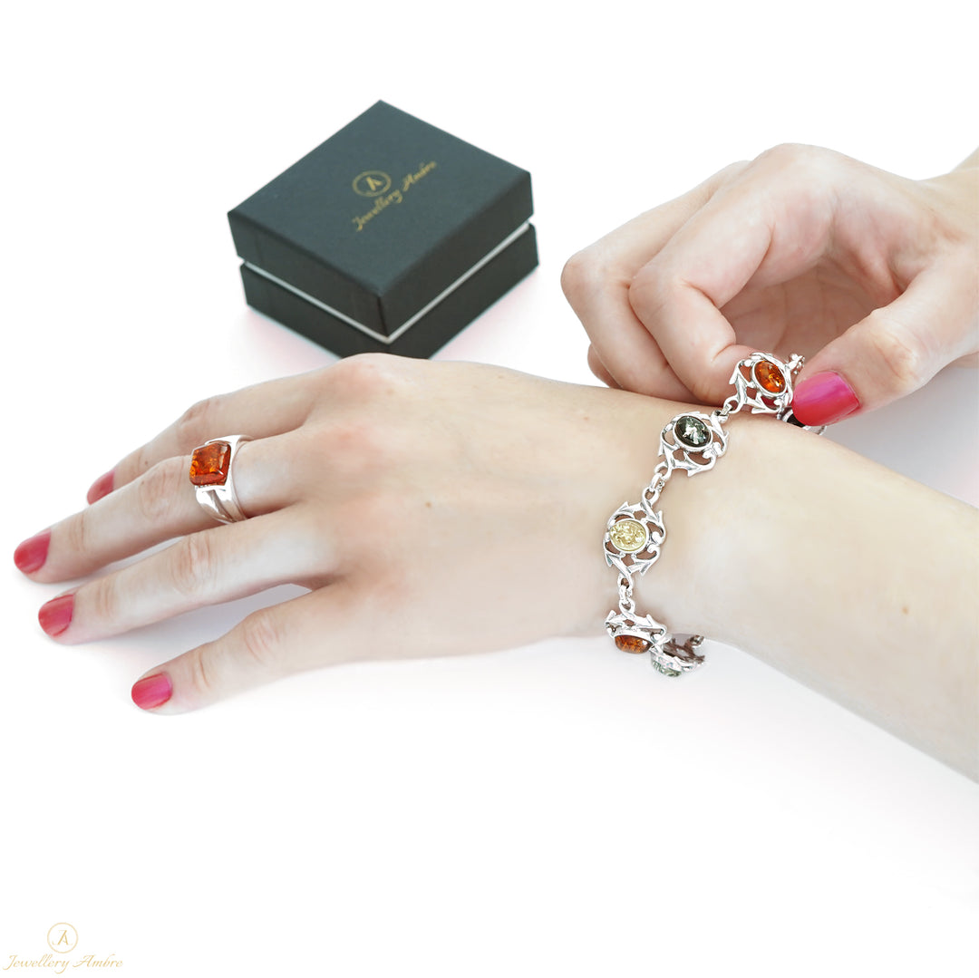 Amber Bracelet in Sterling Silver