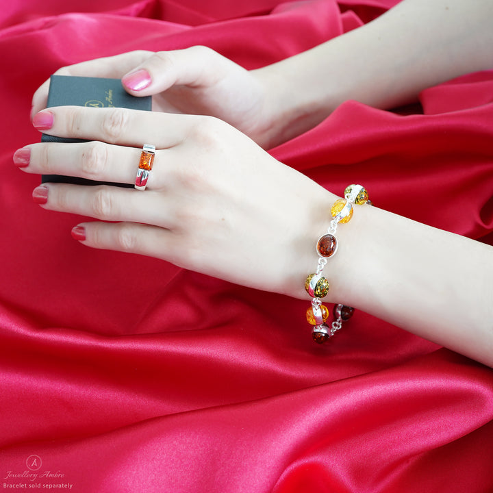 Amber Ring in Sterling Silver