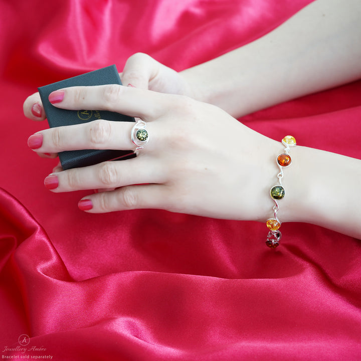 Amber Ring in Sterling Silver