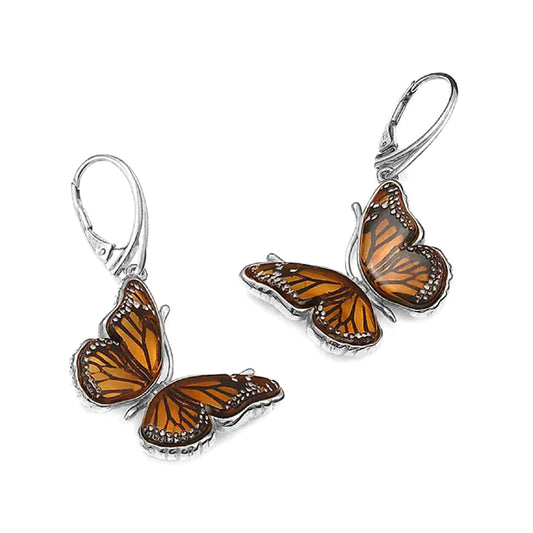 925 Sterling Silver Amber Viceroy Dangles Earrings