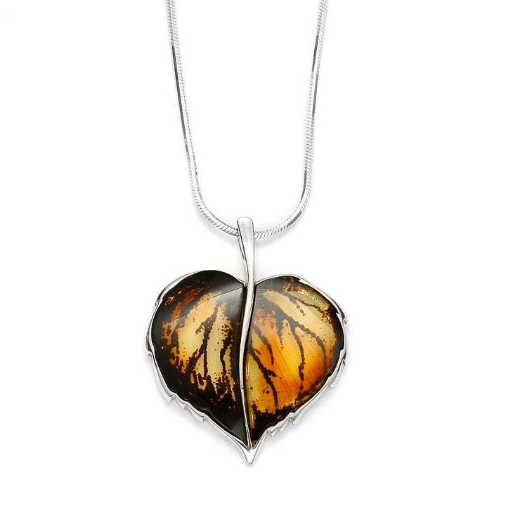 925 Sterling Silver Amber Leaf Pendant (B)