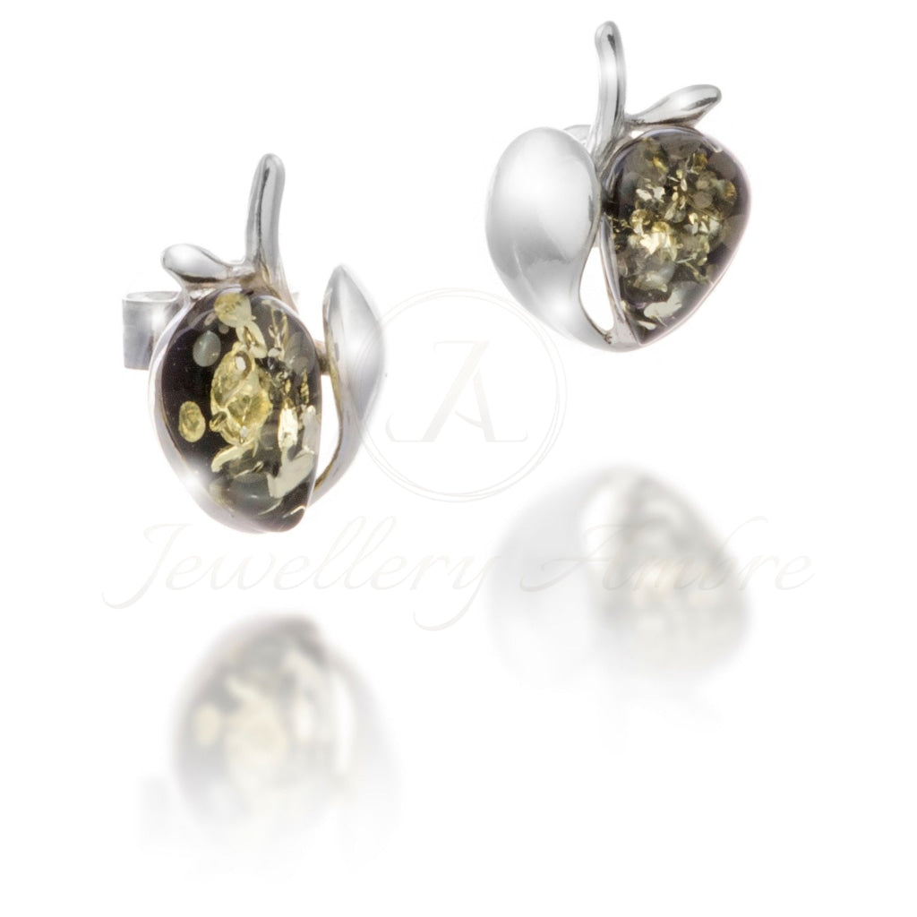 Amber Apple Studs In Sterling Silver Earrings