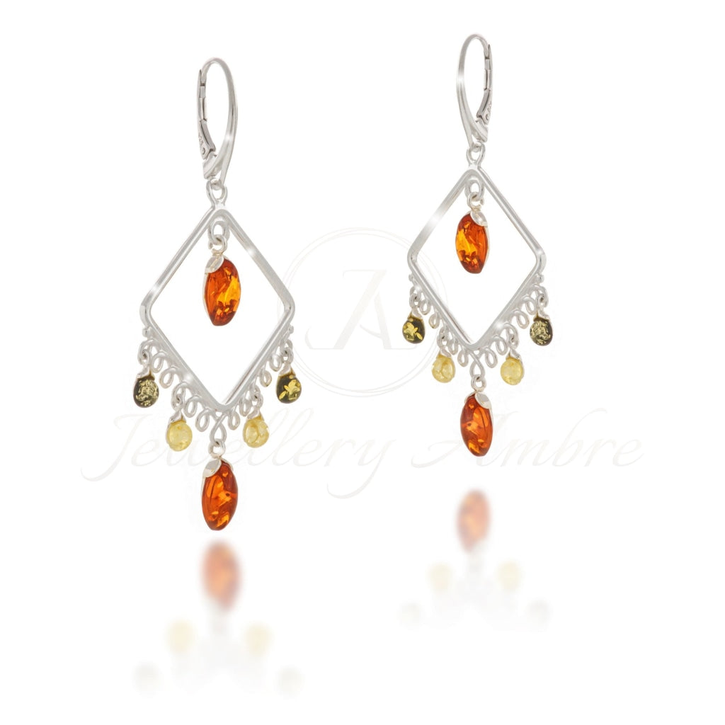 Amber Boho Dangles In Sterling Silver No. 2 Color Earrings