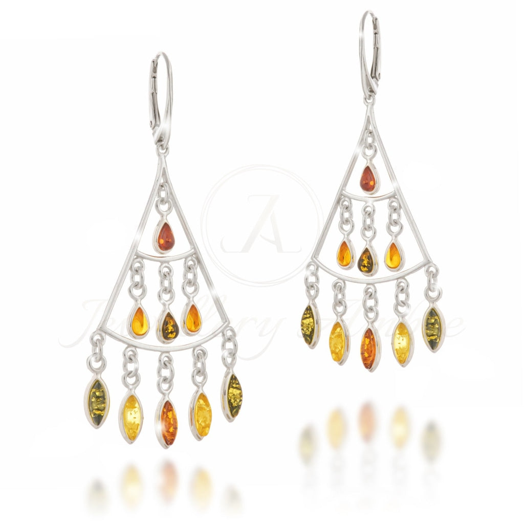 Amber Boho Dangles In Sterling Silver No. 4 Color Earrings