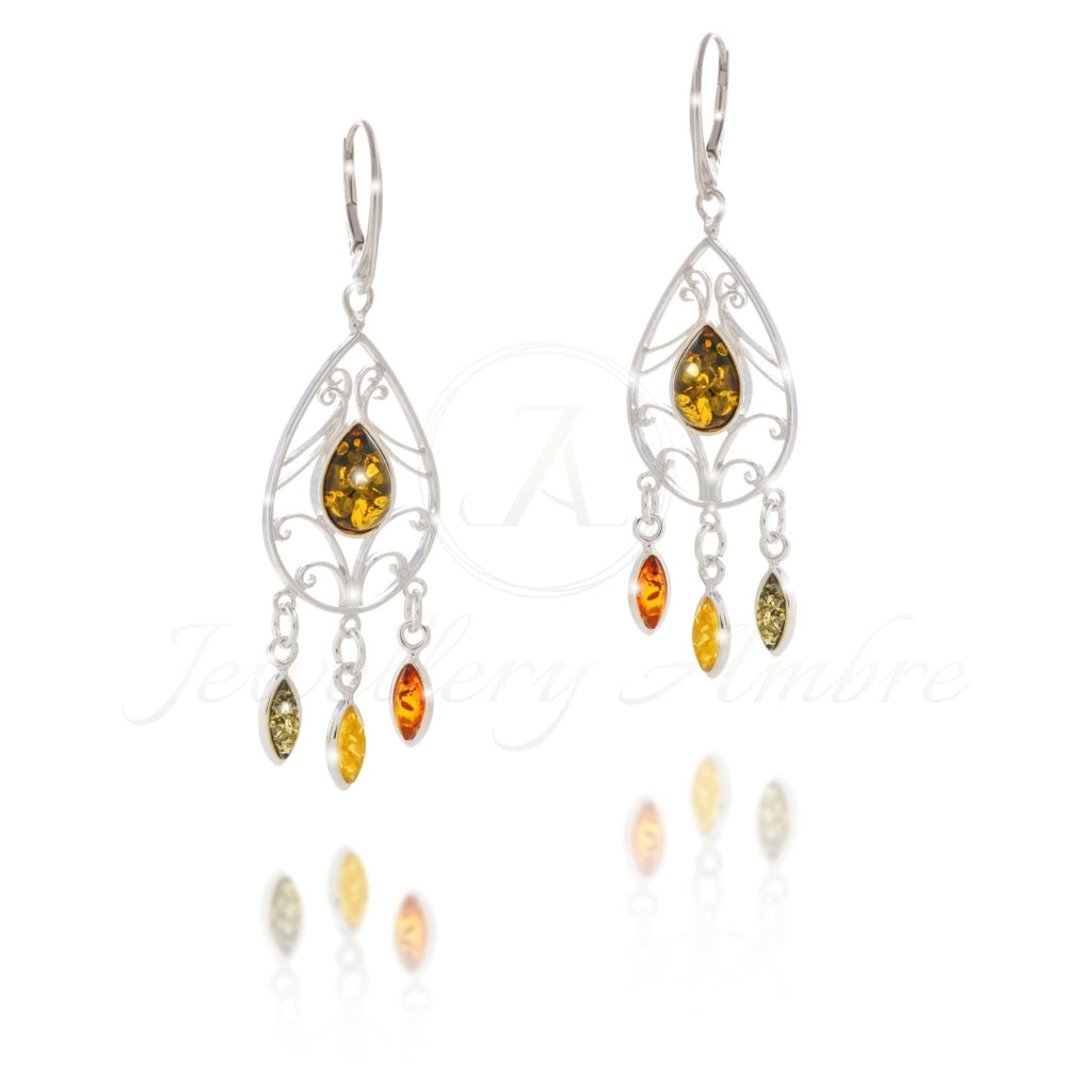 Amber Boho Dangles In Sterling Silver No. 6 Earrings