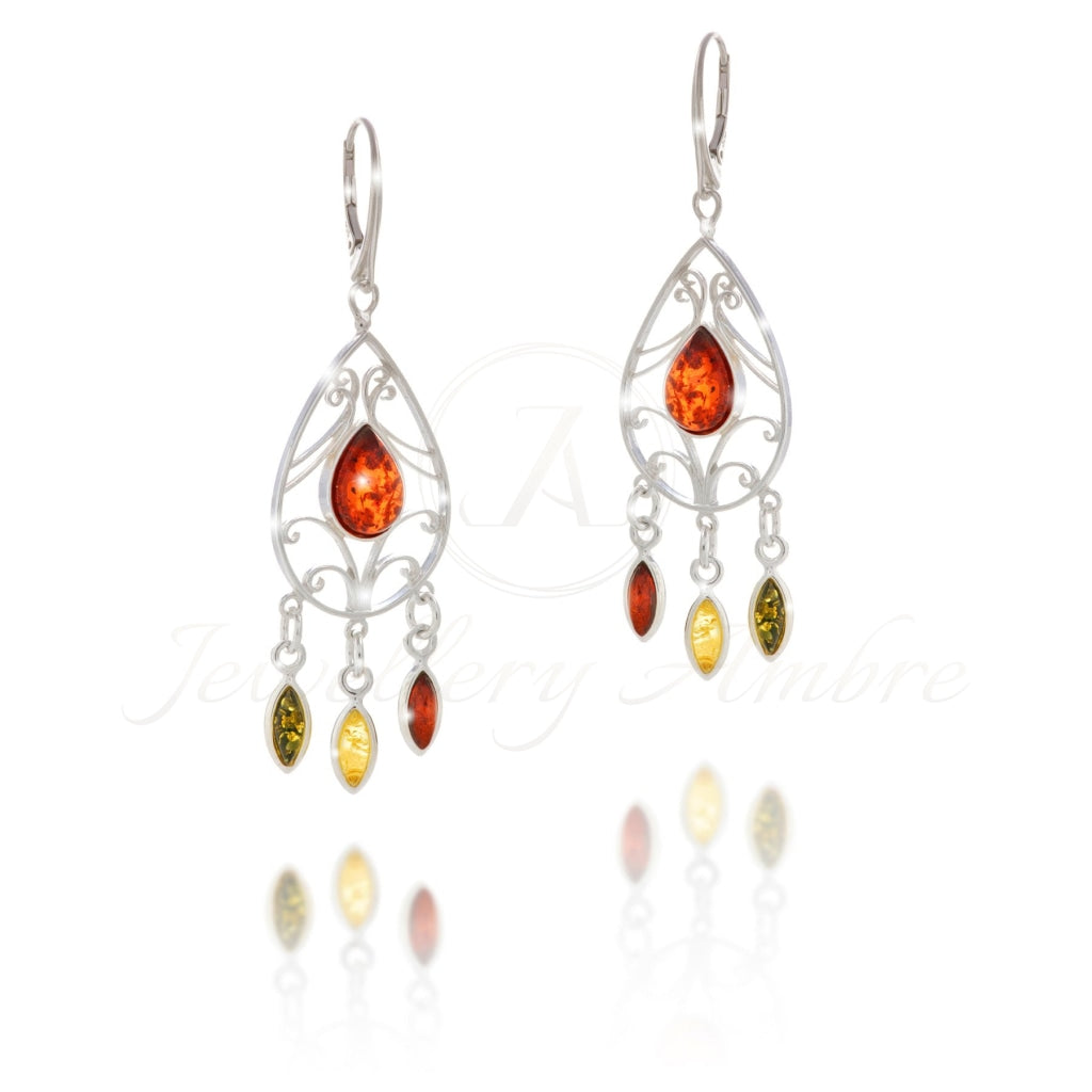 Amber Boho Dangles In Sterling Silver No. 6 Earrings