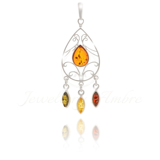 Amber Boho Pendant In Sterling Silver No. 1 Color Charms & Pendants