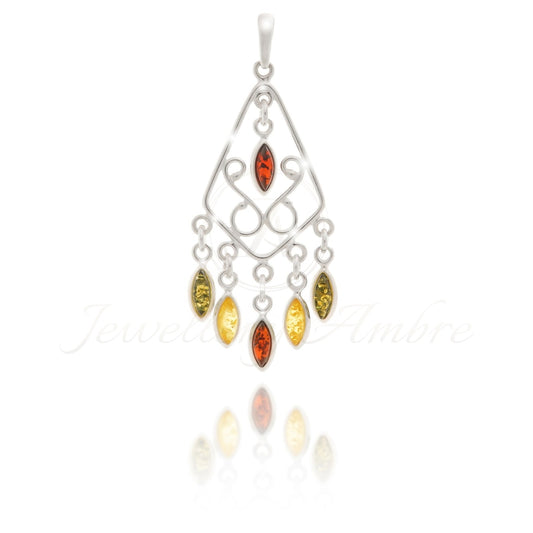 Amber Boho Pendant In Sterling Silver No. 3 Color Charms & Pendants