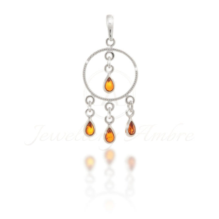 Amber Boho Pendant in Sterling Silver