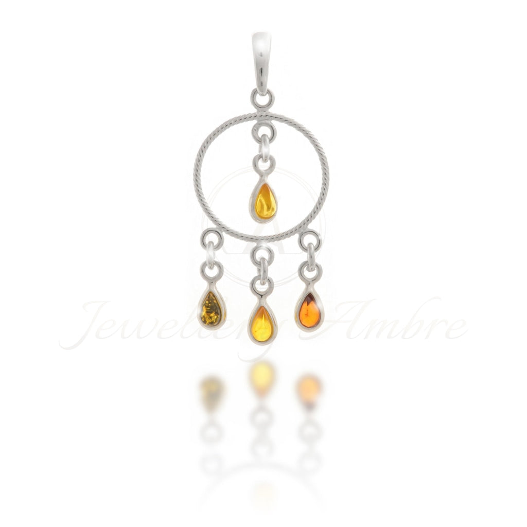 Amber Boho Pendant in Sterling Silver