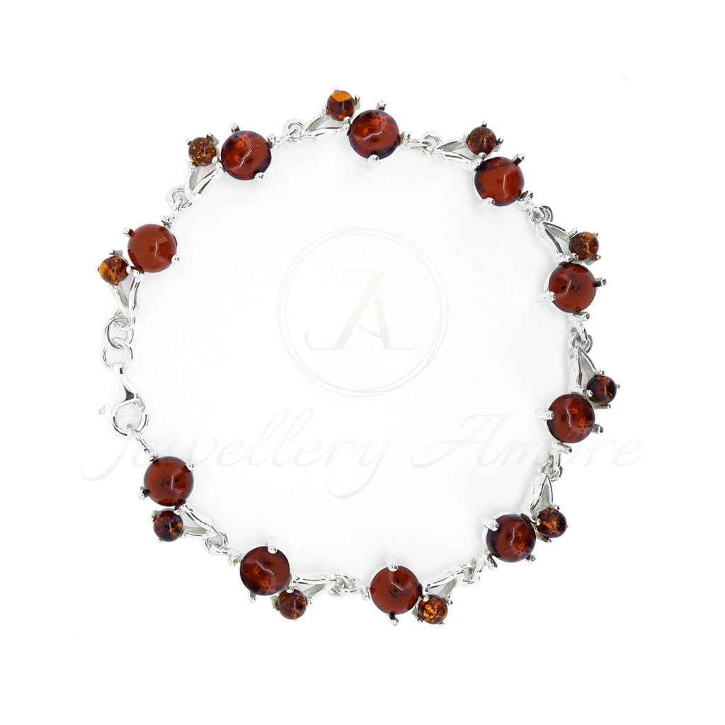Amber Bracelet In Sterling Silver Brown Bracelets