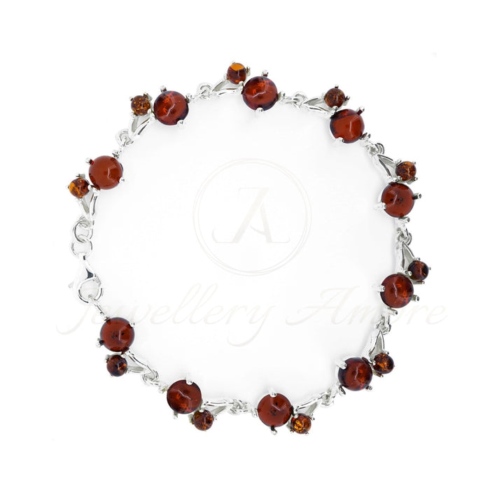Amber Bracelet In Sterling Silver Brown Bracelets