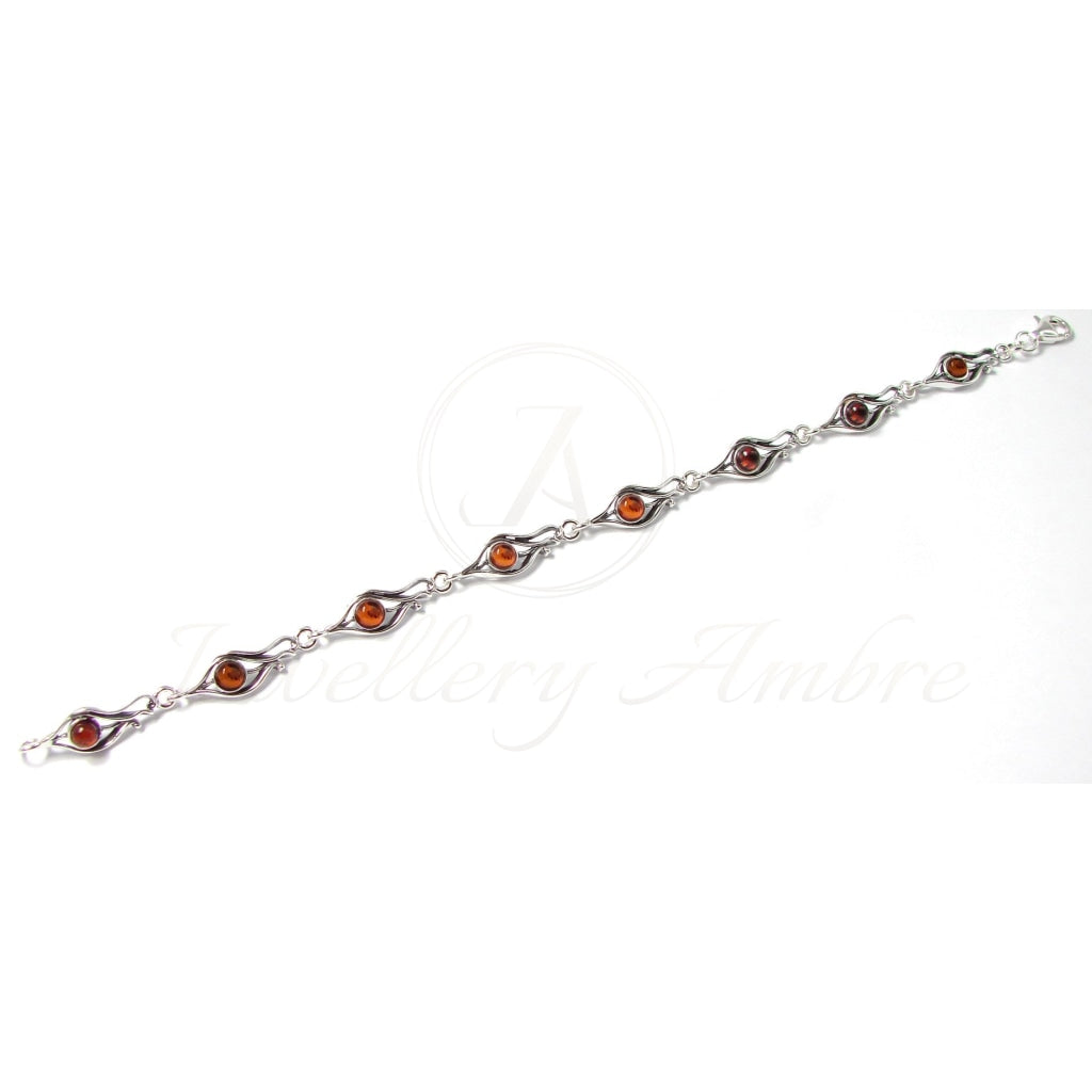 Amber Bracelet In Sterling Silver Brown Bracelets