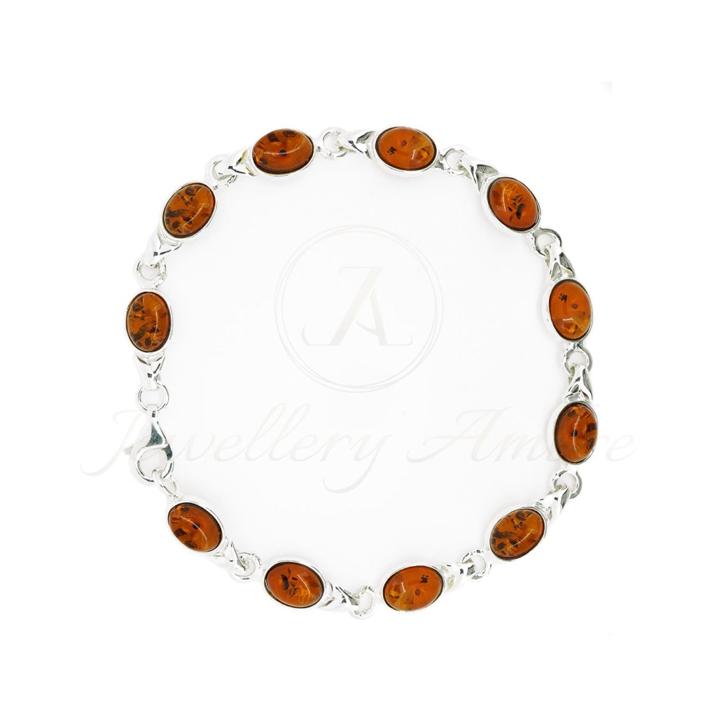 Amber Bracelet In Sterling Silver Brown Bracelets