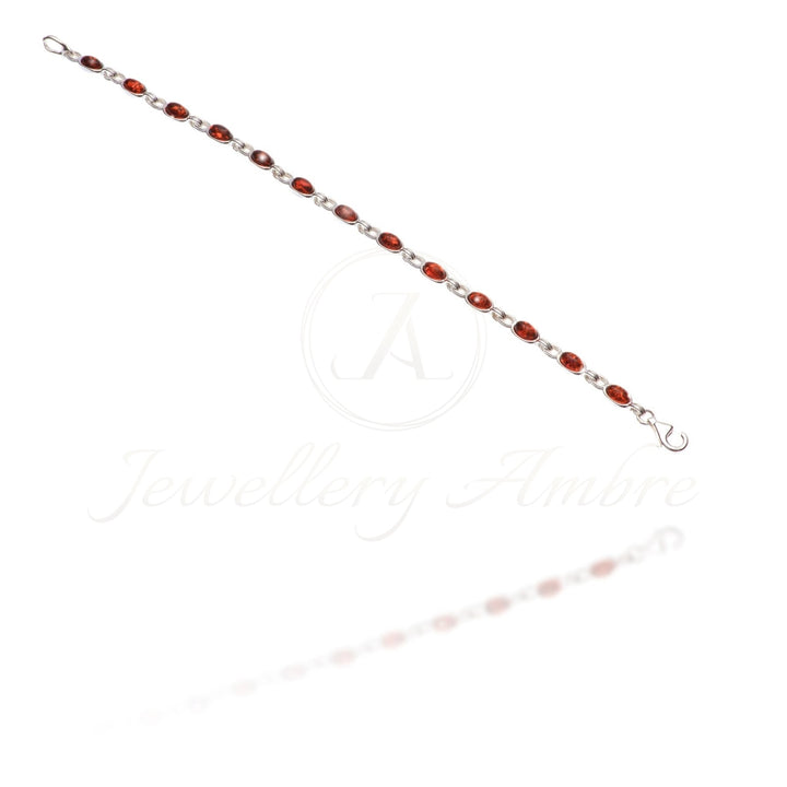 Amber Bracelet In Sterling Silver No.38 Brown Bracelets
