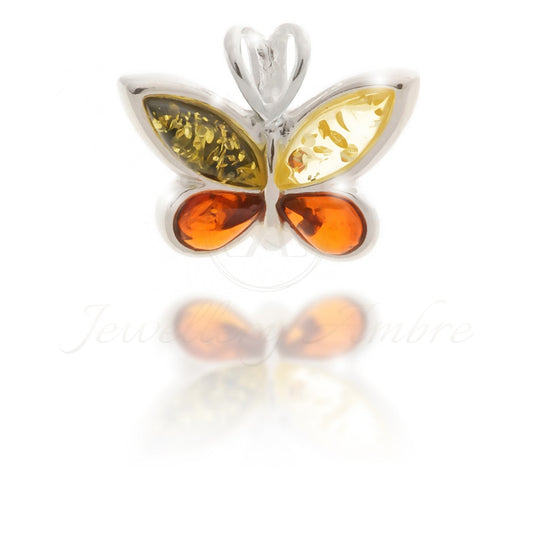 Amber Butterfly Pendant In Sterling Silver No. 18 Charms & Pendants