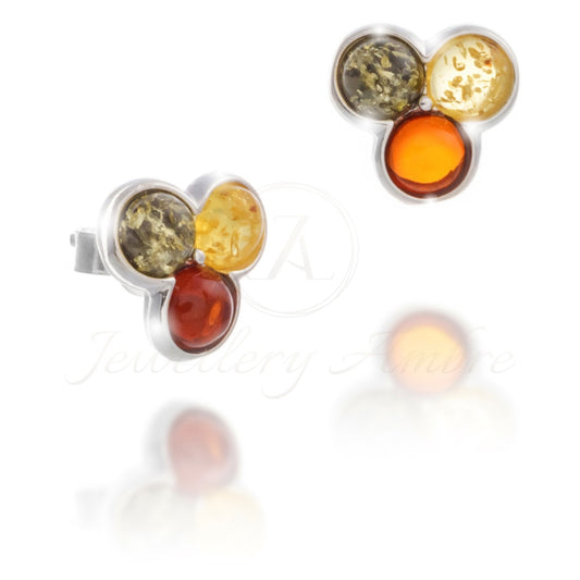 Amber Clubs Studs In Sterling Silver Color Earrings