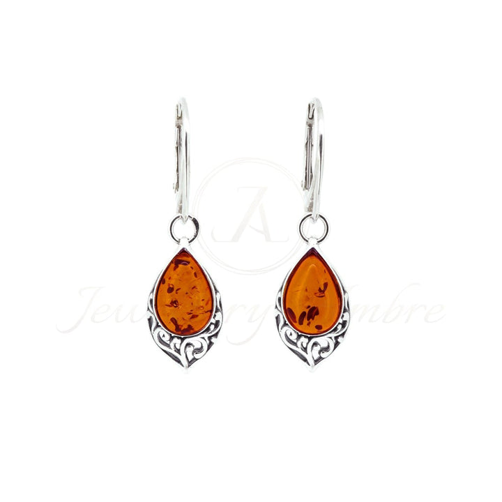 Amber Dangles in Sterling Silver