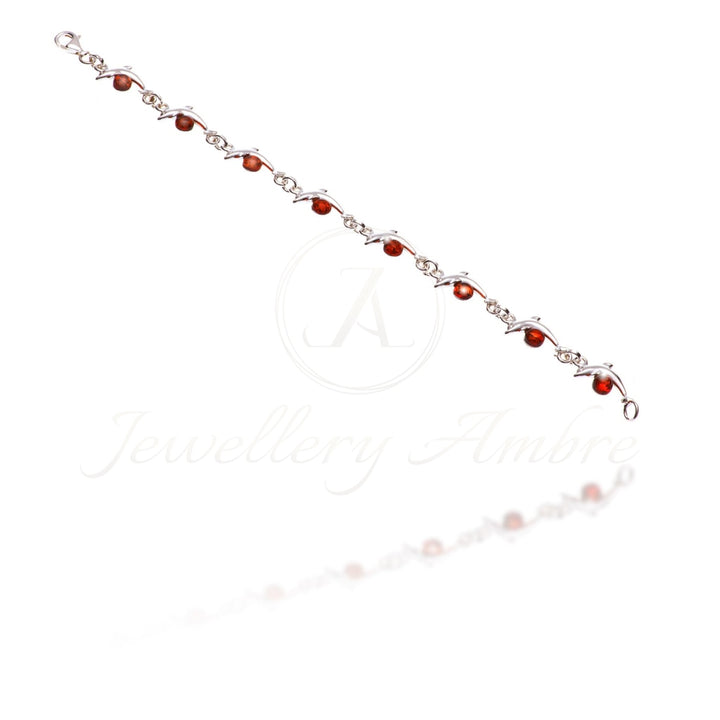 Amber Dolphins Bracelet In Sterling Silver No.21 Brown Bracelets