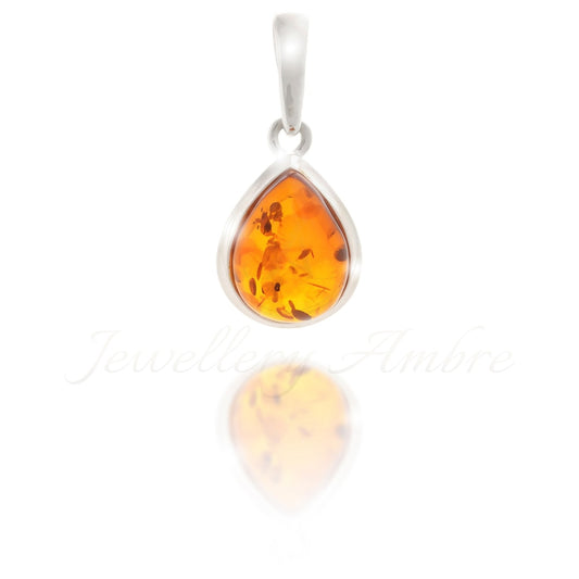 Amber Drop Pendant In Sterling Silver Charms & Pendants