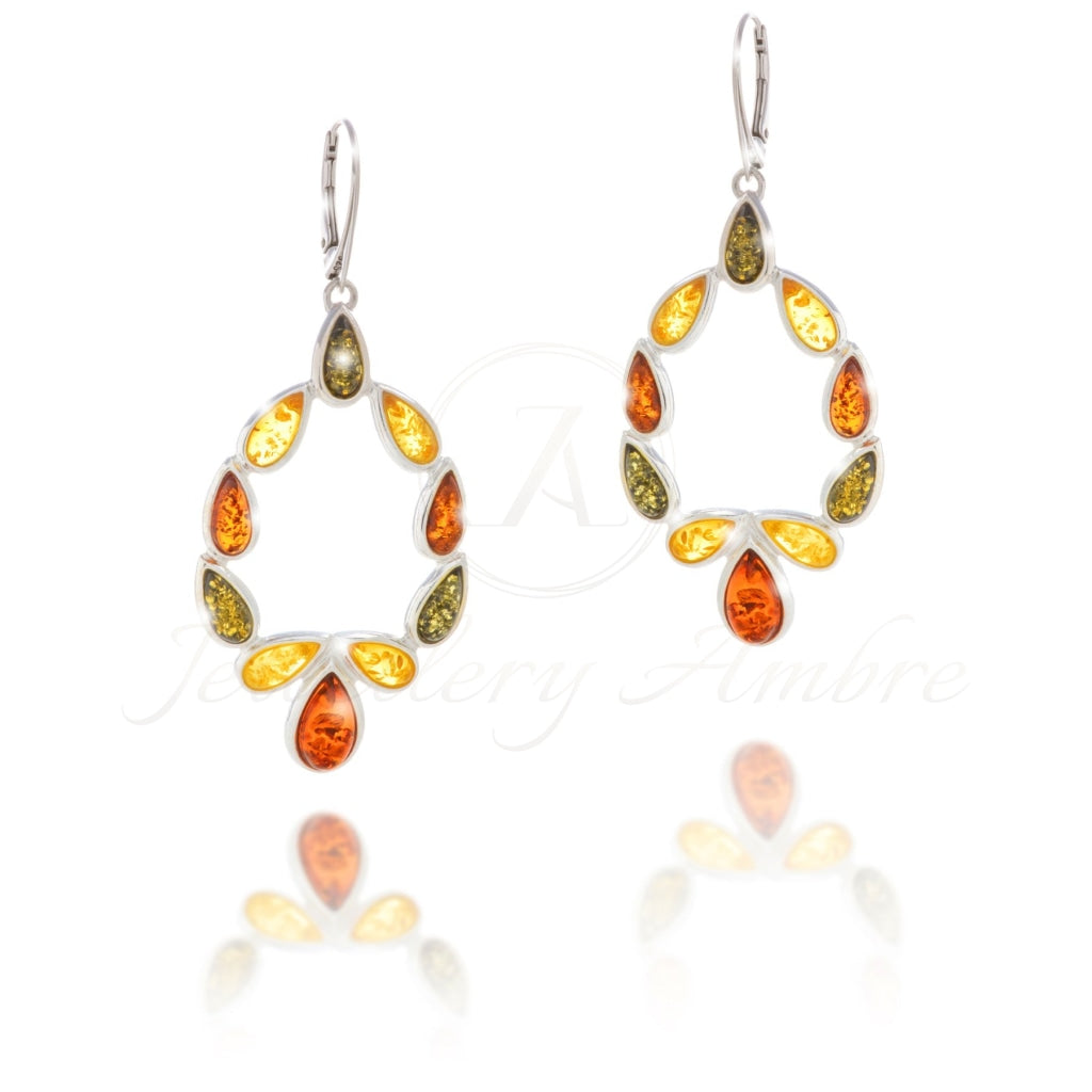 Amber Festoon In Sterling Silver Color Earrings