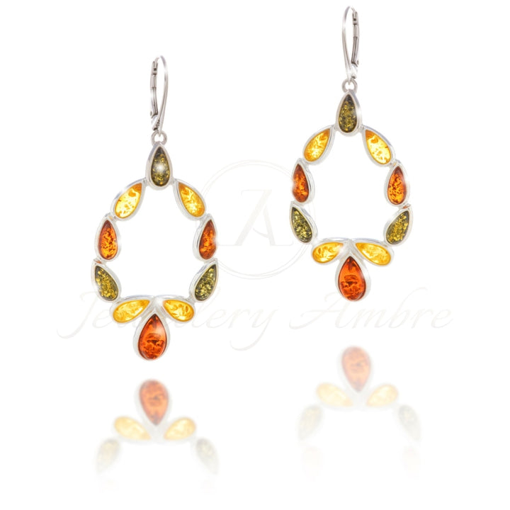 Amber Festoon In Sterling Silver Color Earrings