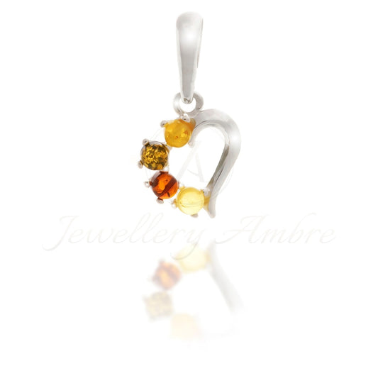 Amber Heart Pendant In Sterling Silver No. 19 Charms & Pendants