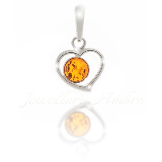 Amber Heart Pendant In Sterling Silver No. 46 Charms & Pendants
