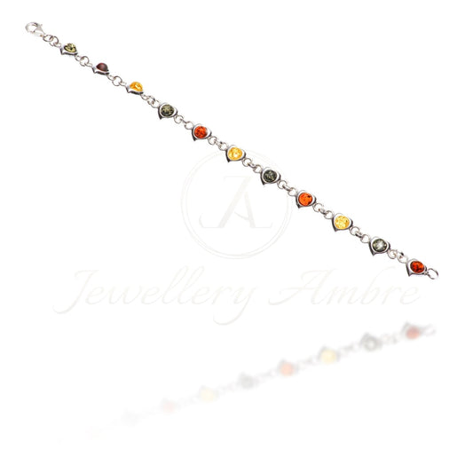 Amber Hearts Bracelet In Sterling Silver No.22 Color Bracelets