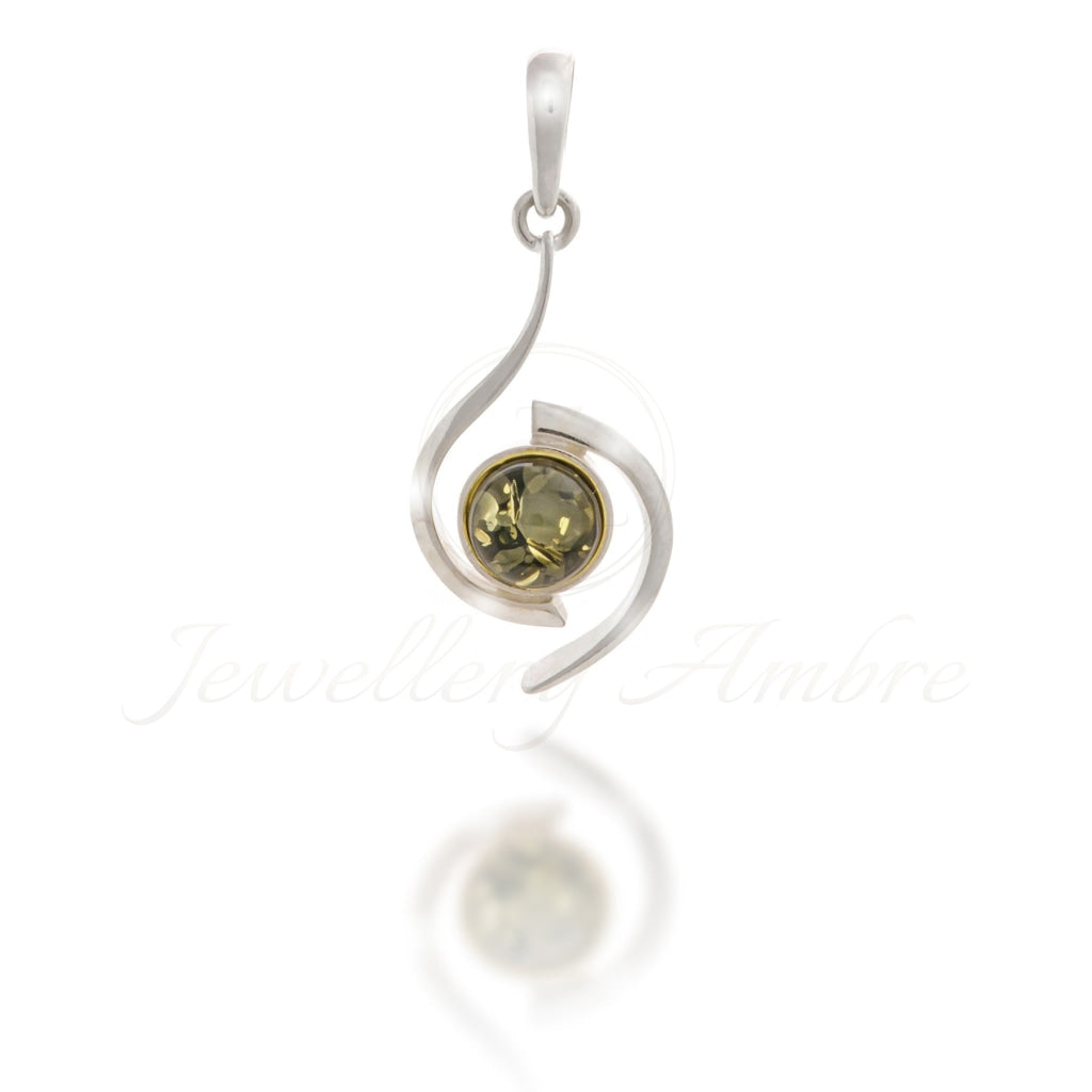 Amber Pendant In Sterling Silver Green Charms & Pendants