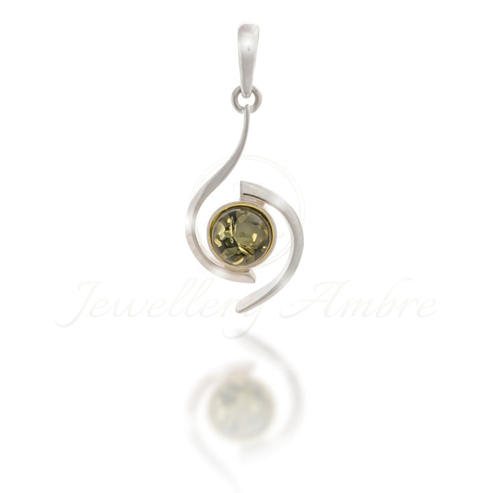 Amber Pendant In Sterling Silver Green Charms & Pendants