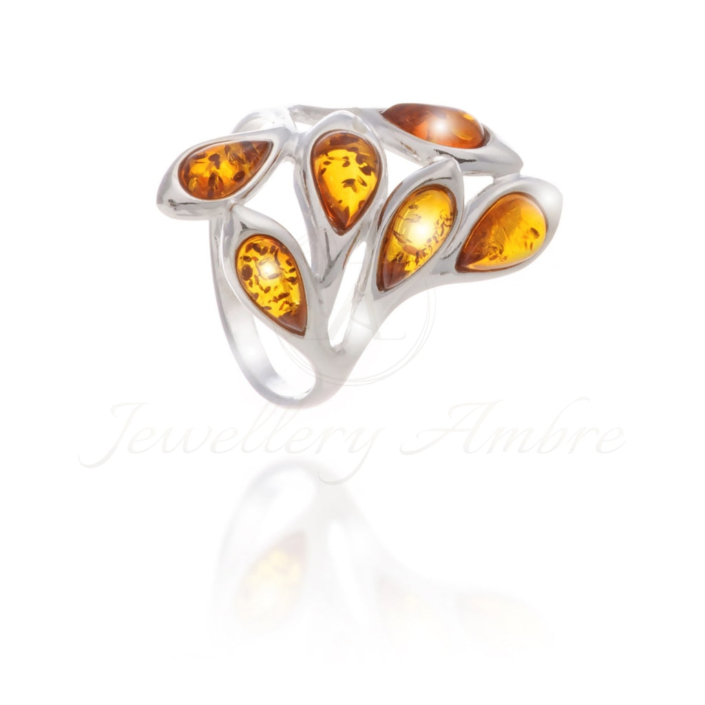 Amber Ring In Sterling Silver 6 / Brown Rings