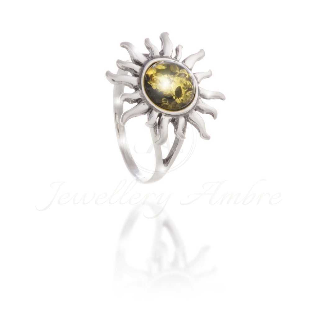 Amber Ring In Sterling Silver 6 / Green Rings