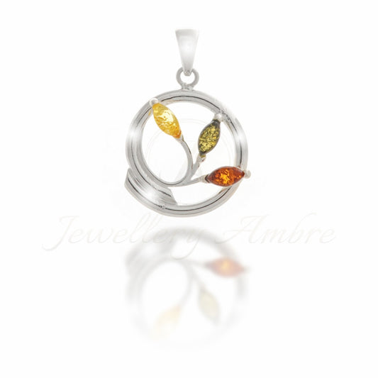 Amber Round Twigs Pendant In Sterling Silver Color Charms & Pendants
