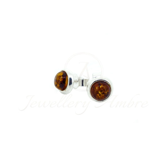 Amber Studs in Sterling Silver
