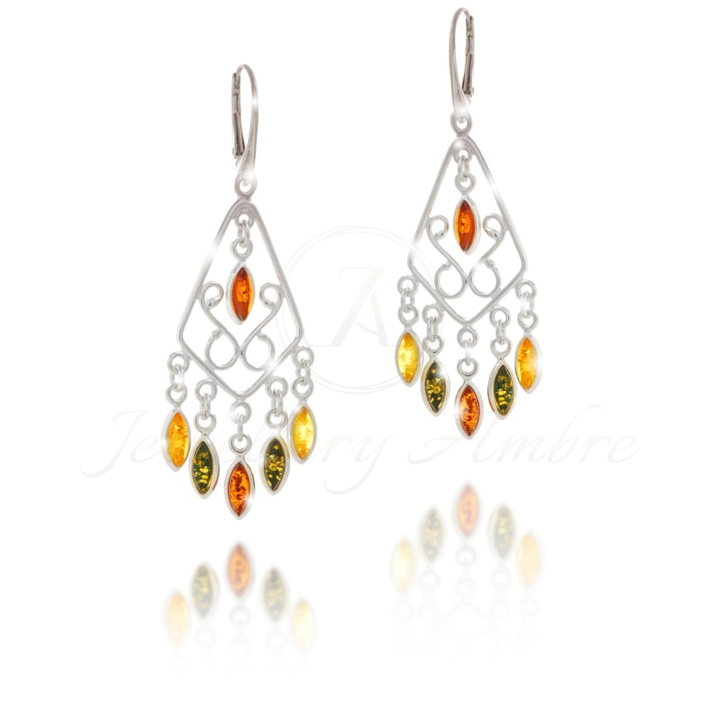 Boho Amber Dangles In Sterling Silver No. 1 Earrings