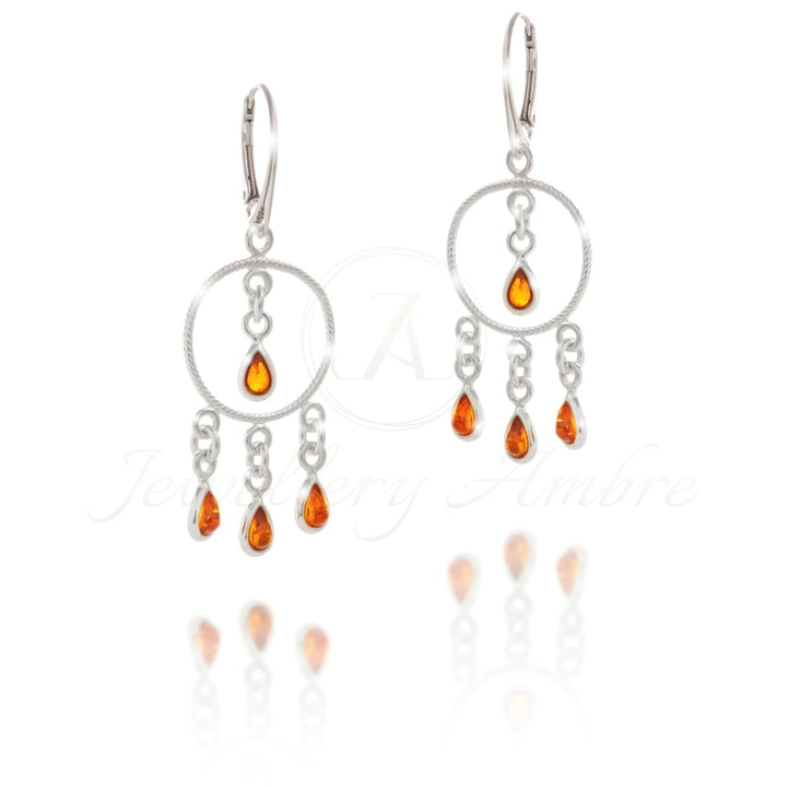 Boho Amber Dangles In Sterling Silver No. 5 Brown Earrings