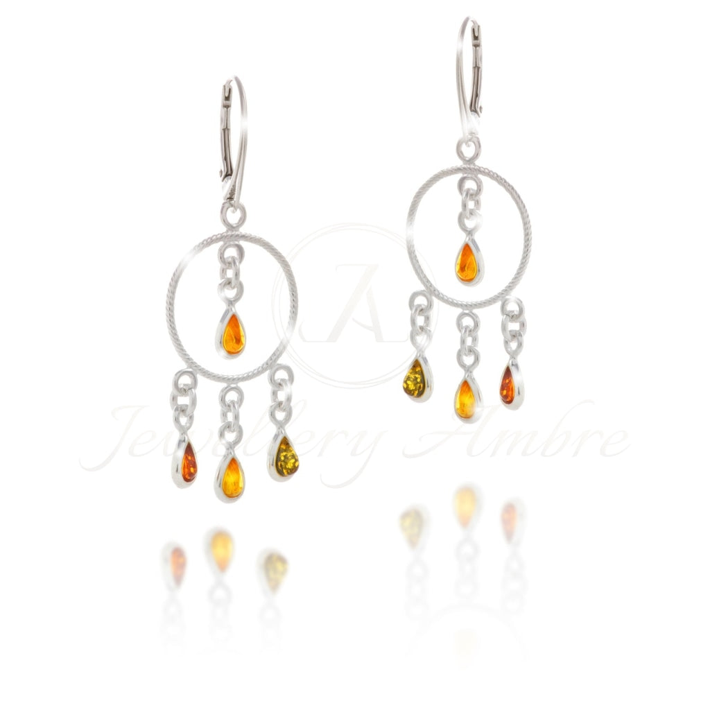 Boho Amber Dangles In Sterling Silver No. 5 Color Earrings